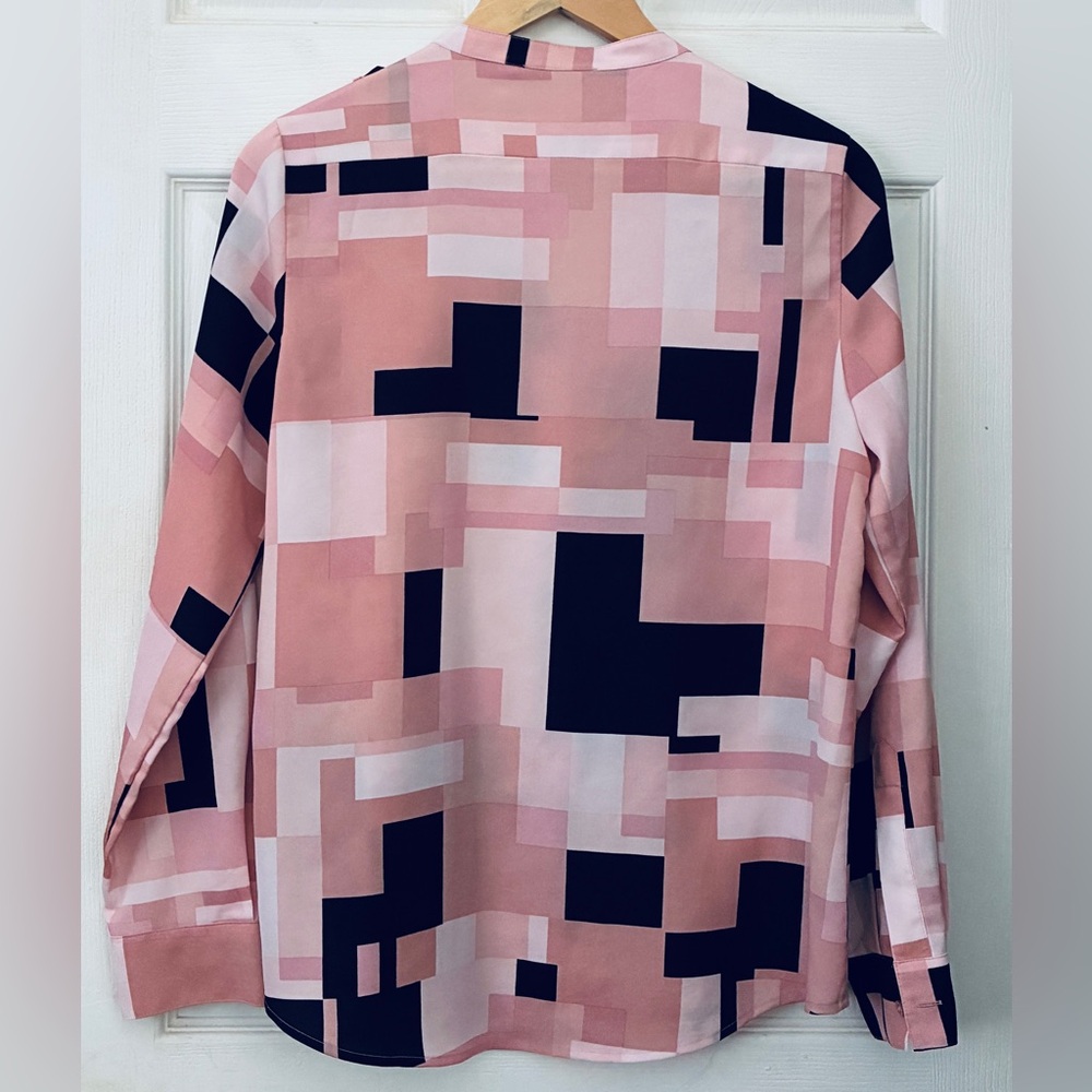 Calvin Klein Pink and Black Geometric Blouse - Picture 2 of 8